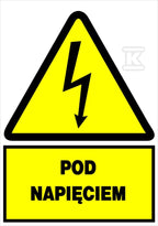 Tablica ostrzegawcza samoprzylepna 105x148 NO Pod napieciem
