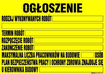 Tablica Ogłoszenie (plan BIOZ)