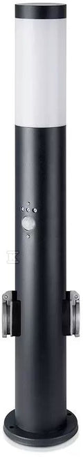 Słupek Ogrodowy V-TAC 60CM E27 Czarny Czujnik Ruchu Gniazda VT-838-60