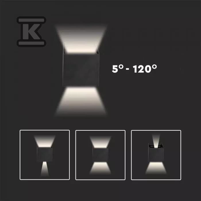 Oprawa Ścienna V-TAC 11W LED Góra Dół Regulowana Chip BRIDGELUX Szary Kwadrat IP65 VT-759-12-G 4000K 1360lm