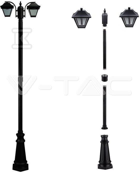 Latarnia Ogrodowa V-TAC 2XE27 230cm IP44 Czarny VT-847 3 Lata Gwarancji