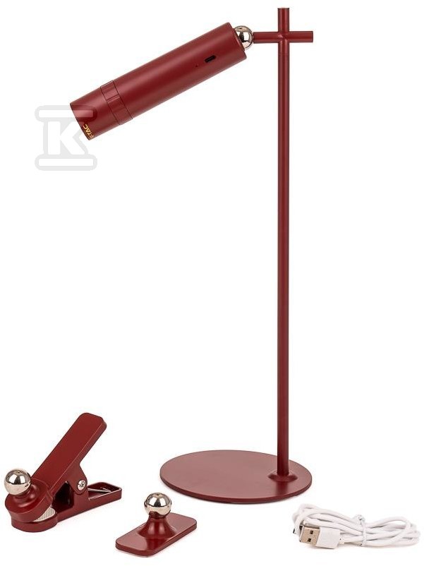 Lampka Biurkowa V-TAC 4w1 37cm Kinkiet Klips Latarka 3W LED Czerwona VT-7413 4000K 300lm