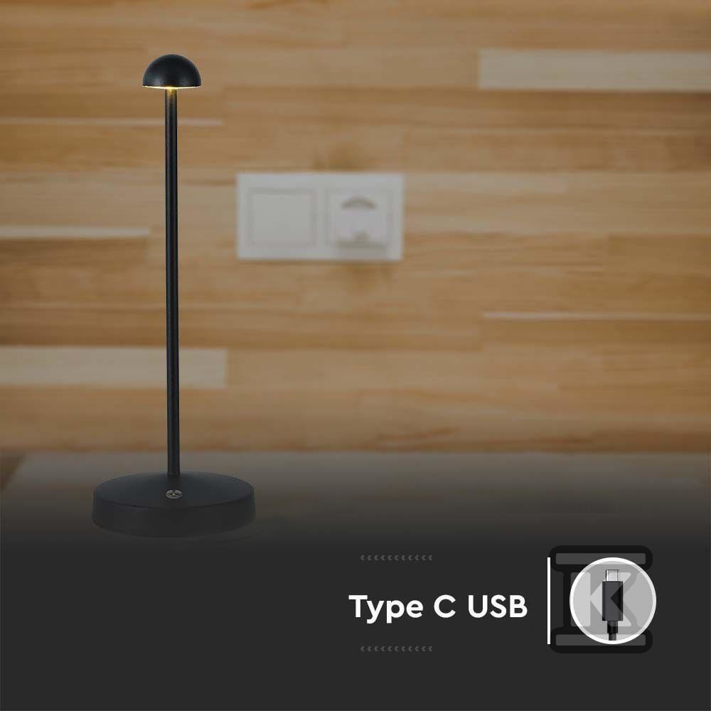 Lampka Biurkowa Nocna V-TAC 3W LED 29cm Ładowanie USB Ściemnianie Czarna VT-1073 3000K-6000K 130lm