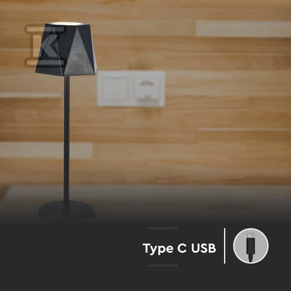 Lampka Biurkowa Nocna V-TAC 4W LED 37cm Ładowanie USB Ściemnianie Czarna VT-1034 3000K-6000K 150lm