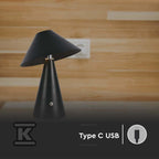 Lampka Biurkowa Nocna V-TAC 3W LED 24cm Ładowanie USB Ściemnianie Czarna VT-1051 3000K-6000K 200lm