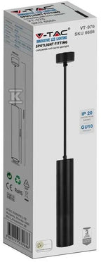 Oprawa Zwieszana V-TAC GU10 GU10 Czarny 55x300mm VT-976-300 3 Lata Gwarancji