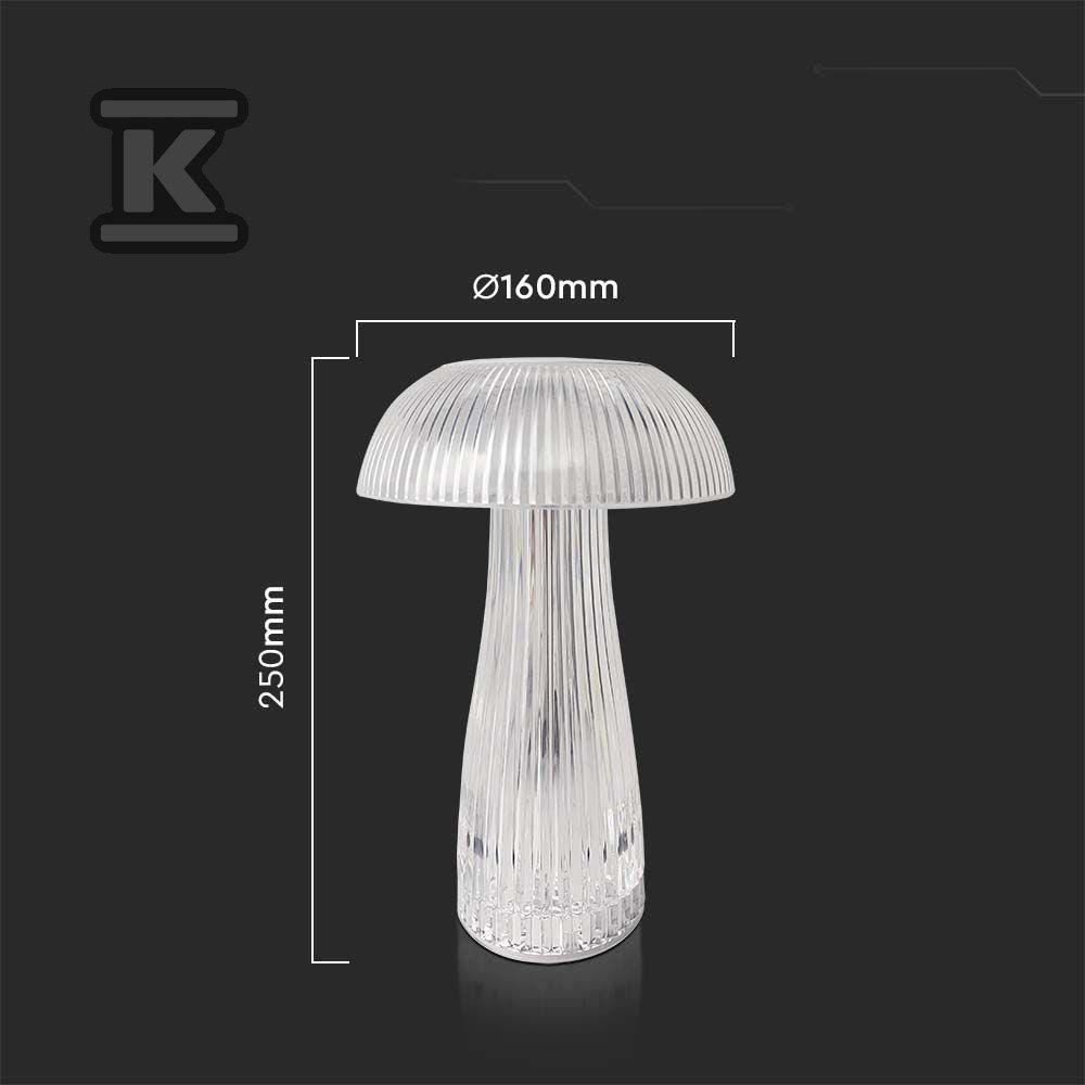 Lampka Biurkowa Nocna V-TAC 1W LED 25cm Ładowanie USB Ściemnianie Przezroczysta VT-1040 3000K-6000K 50lm