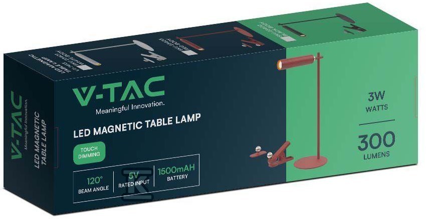 Lampka Biurkowa V-TAC 4w1 37cm Kinkiet Klips Latarka 3W LED Czerwona VT-7413 4000K 300lm