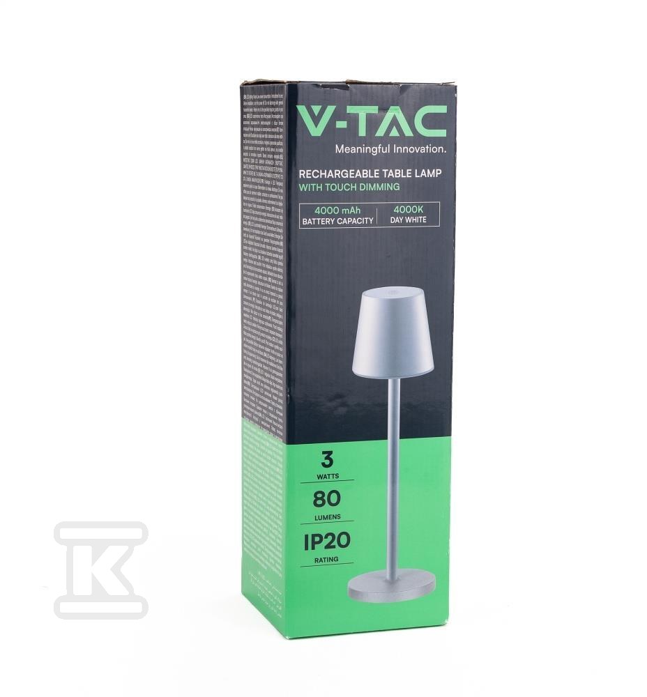 Lampka Biurkowa Nocna V-TAC 3W LED Ładowanie Ściemnianie Szara VT-7703 4000K 70lm