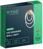 Oprawa Kinkiet Ścienny V-TAC 37W LED 34x46cm Złoty Mat VT-7927 3000K 3940lm