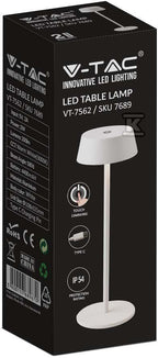 Lampka Biurkowa Nocna V-TAC 2W LED Ładowanie Ściemnianie IP54 Biała VT-7562 3000K 200lm