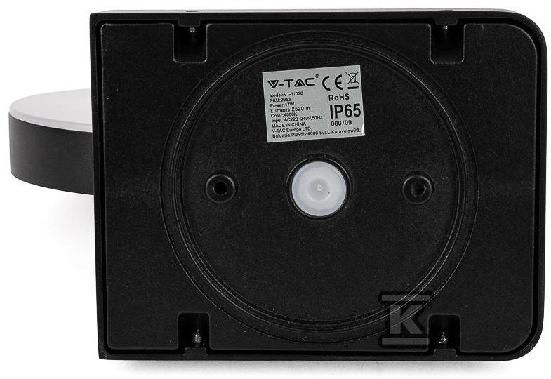 Projektor Oprawa Elewacyjna V-TAC 17W LED Okrągła Czarna IP65 VT-11020 3000K 2520lm