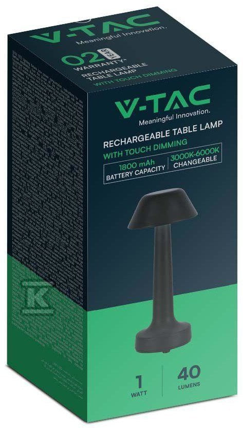 Lampka Biurkowa Nocna V-TAC 2W LED 23cm Ładowanie USB CCT Ściemnianie Czarna VT-7566 3000K-6000K 40lm
