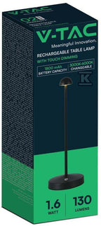 Lampka Biurkowa Nocna V-TAC 3W LED 29cm Ładowanie USB Ściemnianie Czarna VT-1073 3000K-6000K 130lm
