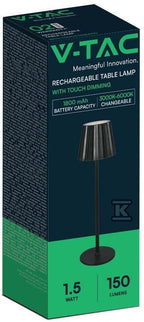 Lampka Biurkowa Nocna V-TAC 4W LED 37cm Ładowanie USB Ściemnianie Czarna VT-1028 3000K-6000K 150lm