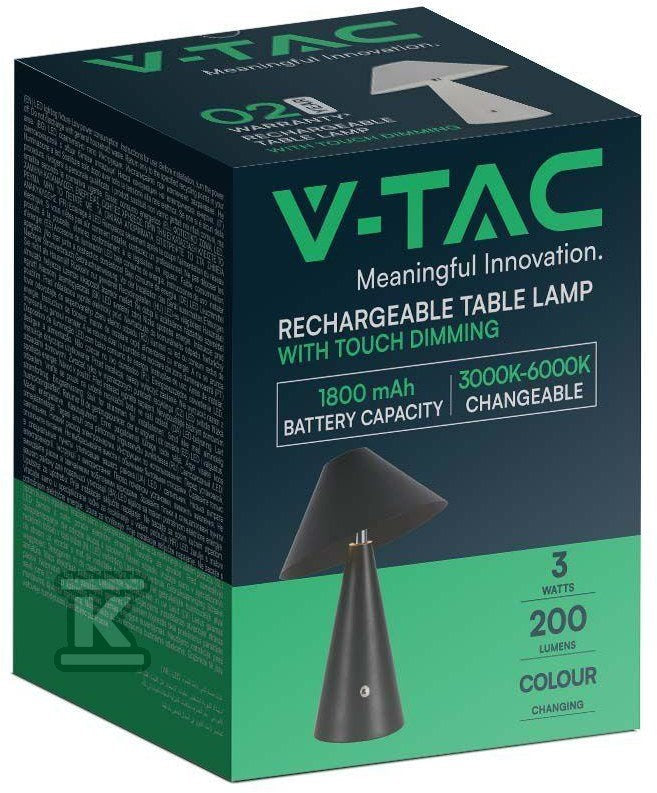 Lampka Biurkowa Nocna V-TAC 3W LED 24cm Ładowanie USB Ściemnianie Czarna VT-1051 3000K-6000K 200lm
