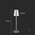 Lampka Biurkowa Nocna V-TAC 3W LED Ładowanie Ściemnianie Szara VT-7703 4000K 70lm