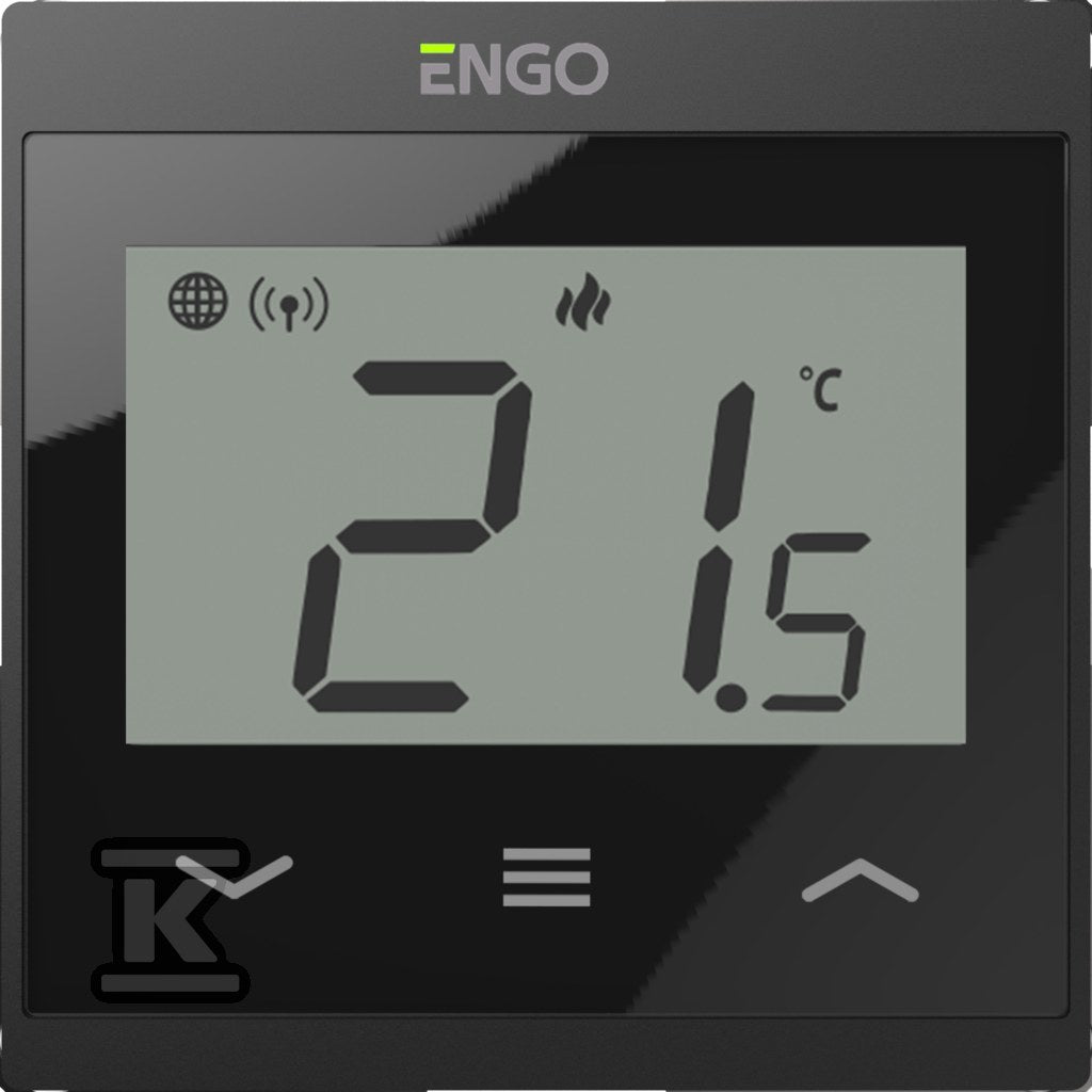 Regulator temperatury Internetowy, ENGO E55-B, podtynkowy, do ramki 55x55, Wi-Fi, 230V, czarny