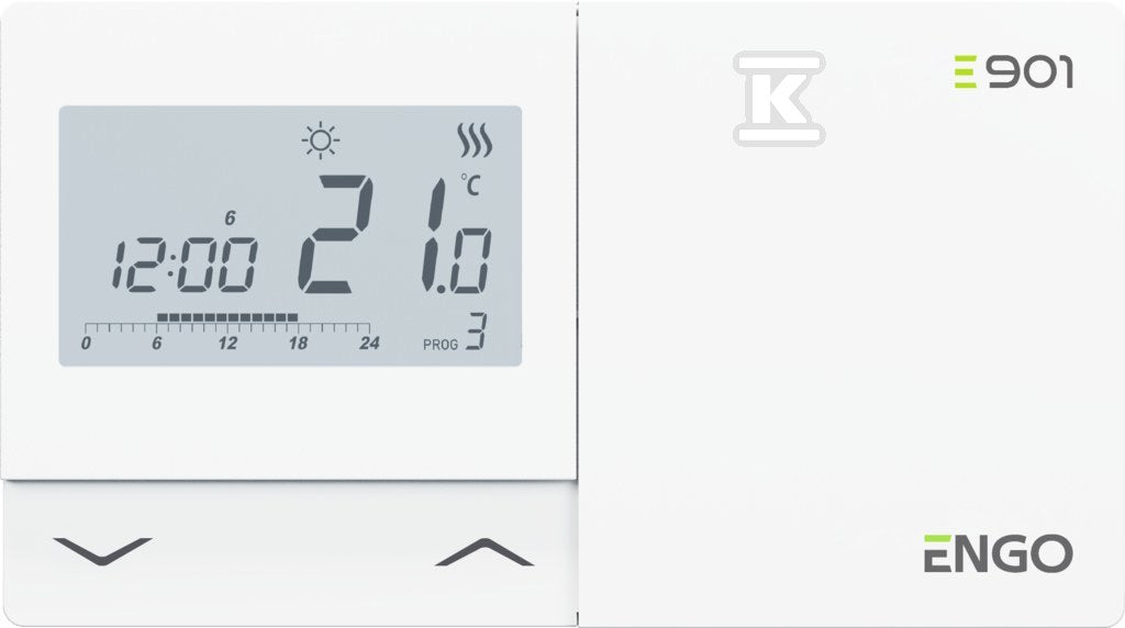 Regulator temperatury przewodowy ENGO E901 bateryjny programowalny tygodniowy natynkowy biały