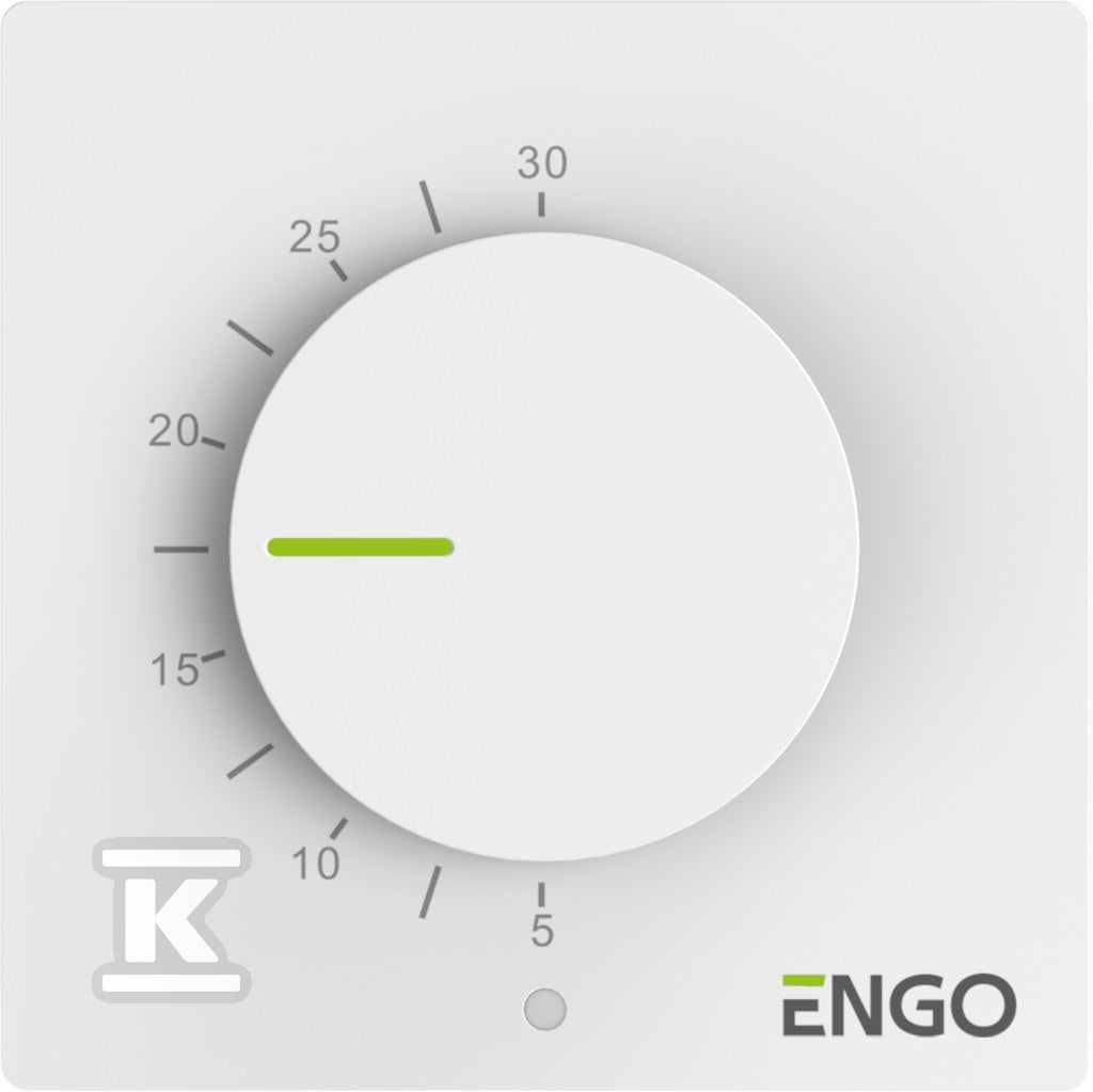 Regulator temperatury z pokrętłem, przewodowy, ENGO ESIMPLE230W, natynkowy, biały, 230V