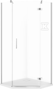 Zestaw B776 Kabina Pięciokątna Jota Prawa Chrom 90X90X195+Tako Slim WIR