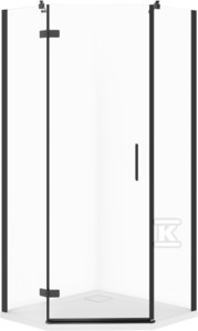 Zestaw B779 Kabina Pięciokątna Jota Lewa Czarna 90X90X195+Tako Slim WIR
