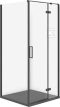 Zestaw C125 Kabina Jota Prawa Czarna 90X90X195+Brodzik Tako Slim SZARY Mat WIR