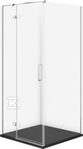 Zestaw C130 Kabina Jota Lewa Chrom 80X80X195+Brodzik Tako Slim CZARNY Mat WIR