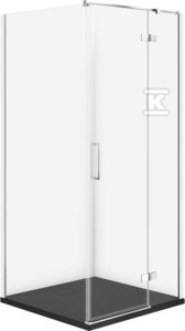 Zestaw C131 Kabina Jota Prawa Chrom 80X80X195+Brodzik Tako Slim CZARNY Mat WIR