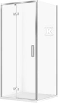 Zestaw C140 Kabina Larga Lewa Chrom 90X90X195+Brodzik Tako Biały 90X4 WIRT