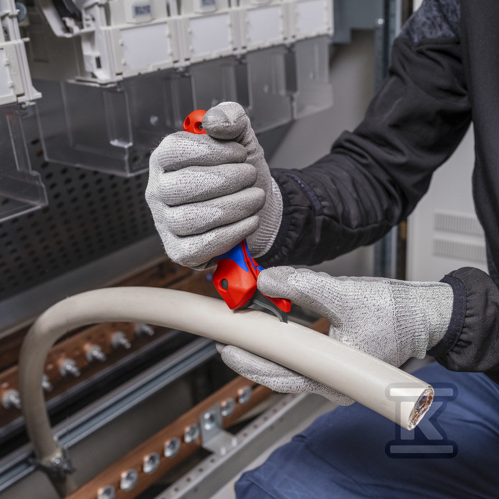 Nóż do ściągania izolacji ze stopką prowadzącą z wielokomponentowymi nasadkami 146 mm