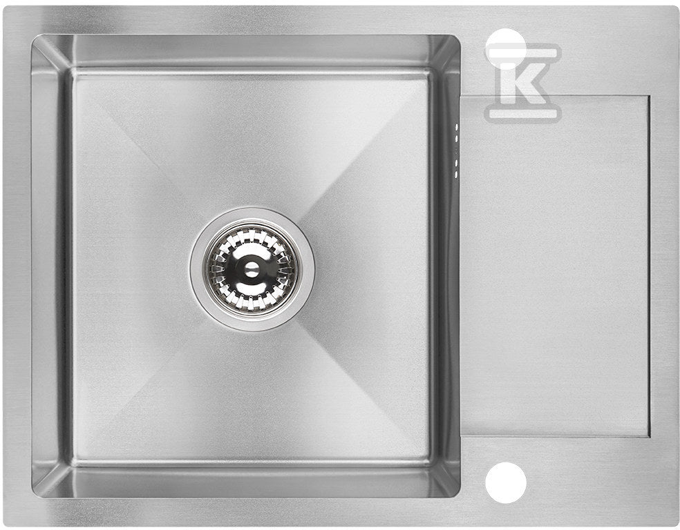 Zlew MARMARA stalowy wpuszczany 1 komorowy z półociekaczem 44x57cm z syfonem inox