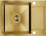 Zlew MARMARA stalowy wpuszczany 1 komorowy z półociekaczem 44x57cm z syfonem inox