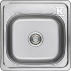 Zlew stalowy STANDARD wpuszczany 1 komorowy 47,5x47,5cm z syfonem Gładki