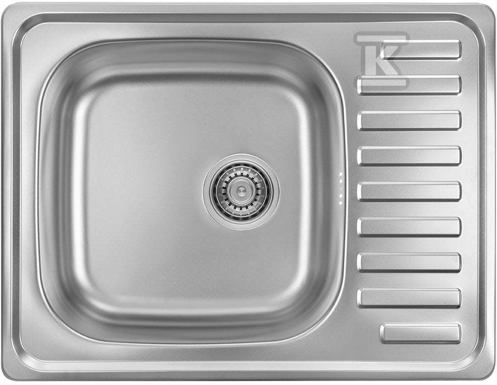 Zlew stalowy JUNAK wpuszczany 1 komorowy z półociekaczem 65x50cm z syfonem Gładki