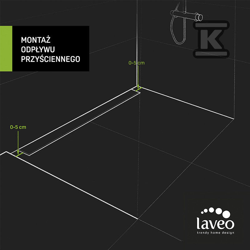 Odpływ liniowy BASSO przyścienny 50 cm, złoty