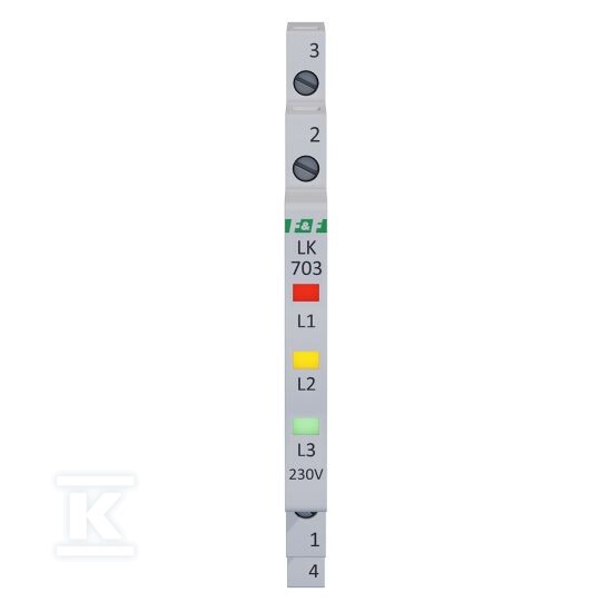 Lampka kontroli zasilania 3xLED czerwona, żółta, zielona, slim 1/3 modułu LK-703K