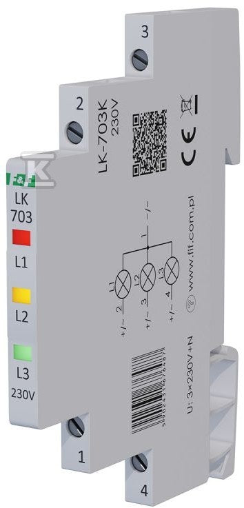 Lampka kontroli zasilania 3xLED czerwona, żółta, zielona, slim 1/3 modułu LK-703K