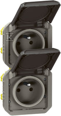 Gniazdo podwójne z uziemieniem 2x2P+Z, pioNOWE, mechanizm 16A-250 V~- antracyt, NOWE PLEXO 55