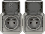 Gniazdo podwójne z uziemieniem 2x2P+Z, poziome, mechanizm 16A-250V~- szare, NOWE PLEXO 55