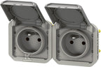Gniazdo podwójne z uziemieniem 2x2P+Z, poziome, mechanizm 16A-250V~- szare, NOWE PLEXO 55