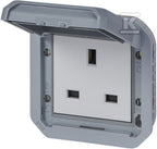 Gniazdo pojedyncze z uziemieniem standard brytyjski 2P+Z, zaciski śrubowe, mechanizm 13A-250V~ - szare, NOWE PLEXO 55