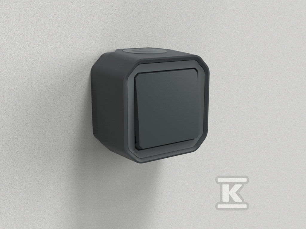 Przycisk jednobiegunowy, komplet natynkowy 10A-250V~ - antracyt, NOWE PLEXO 55