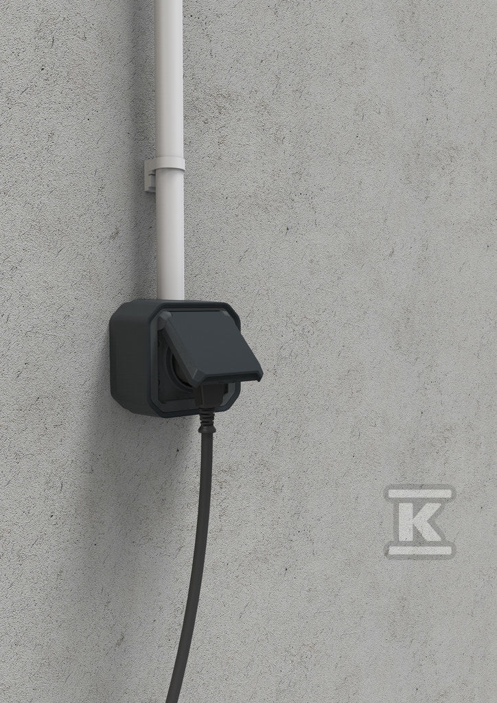Gniazdo pojedyncze z uziemieniem 2P+Z, zaciski automatyczne, mechanizm 16A-250V~- antracyt, NOWE PLEXO 55