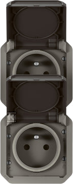 Gniazdo podwójne z uziemieniem 2x2P+Z, pioNOWE, mechanizm 16A-250 V~- antracyt, NOWE PLEXO 55