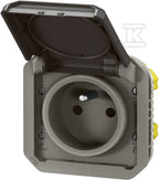 Gniazdo pojedyncze z uziemieniem 2P+Z, zaciski automatyczne, mechanizm 16A-250V~- antracyt, NOWE PLEXO 55