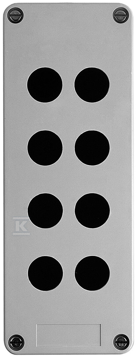 Pusta kaseta sterująca 8 otworów w 2 kolumnach Ø22 szara 151x241 mm plastikowa