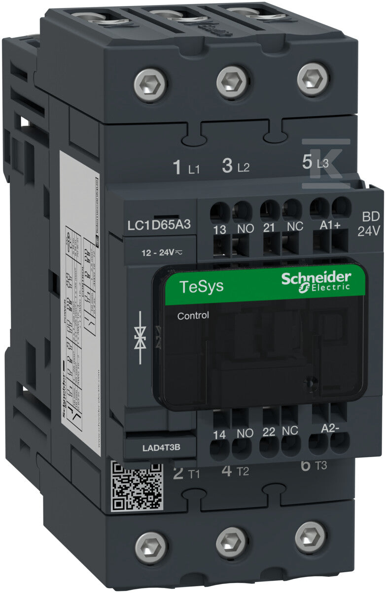 Stycznik mocy TeSys D 65A 30kW 3P 1NO 1NC cewka 24VDC zaciski EVK sprężynowe