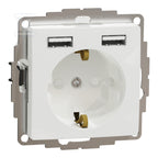 Gniazdo schuko z USB A+A 2,4A, biały SEDNA DESIGN