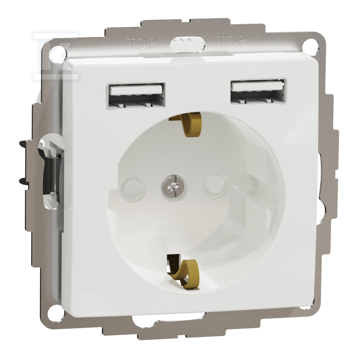 Gniazdo schuko z USB A+A 2,4A, biały SEDNA DESIGN